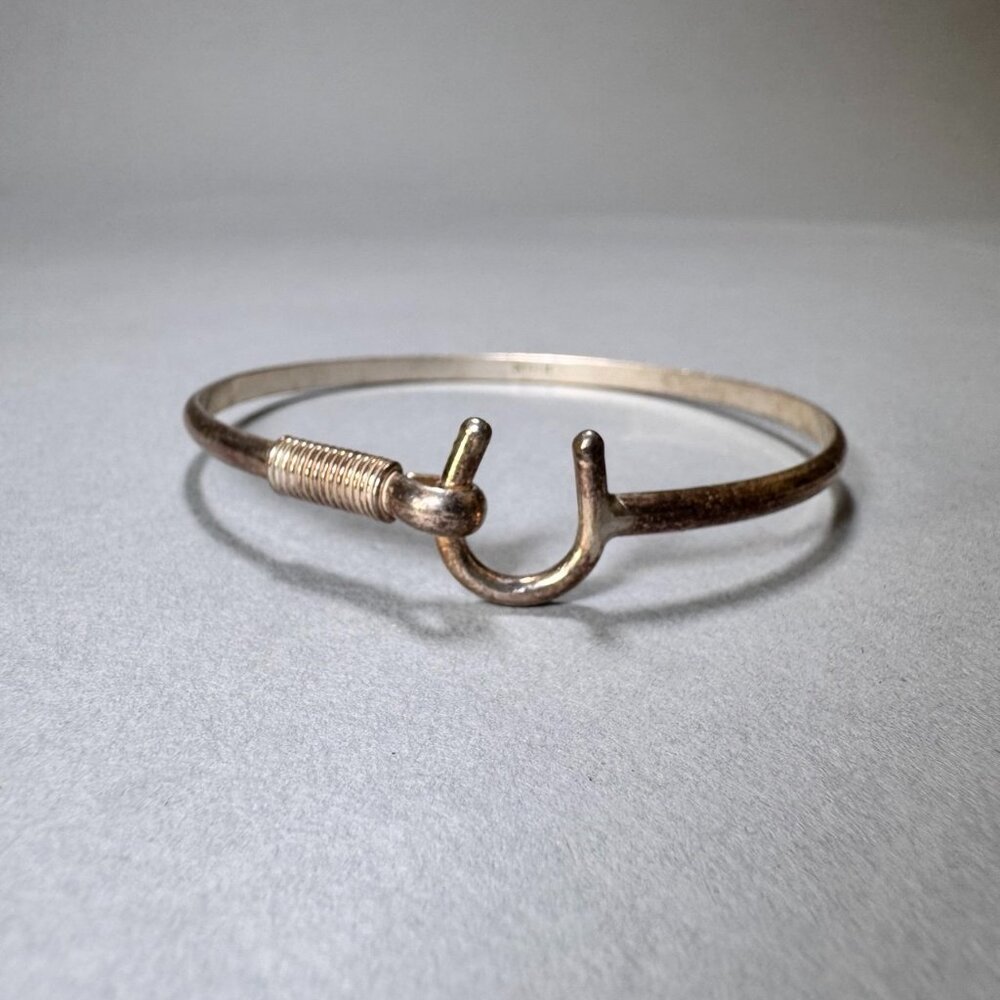 Solid Sterling Narrow Bangle Bracelet With Horses… - image 1
